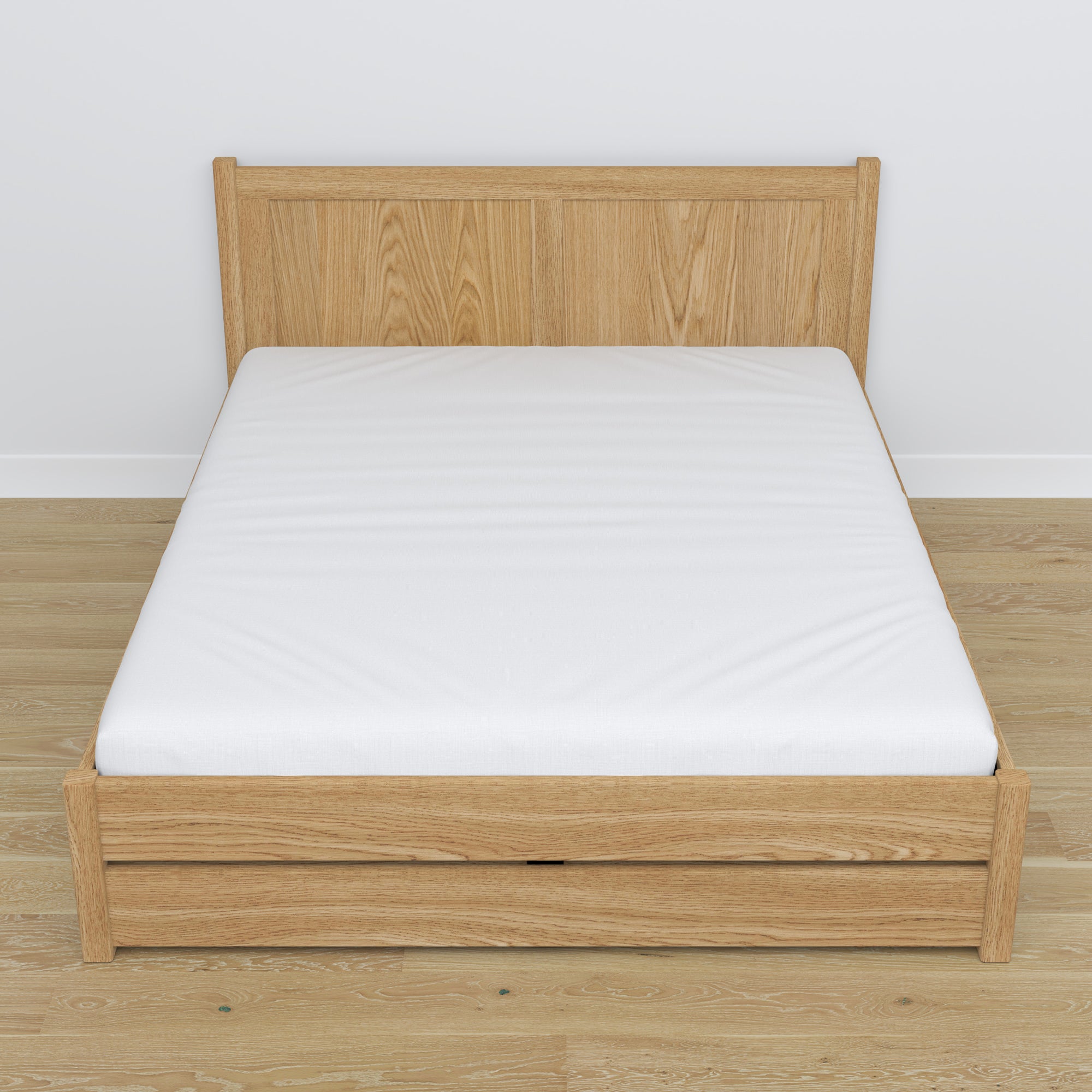 Oak double bed with drawer natural oak – capacity and functionality