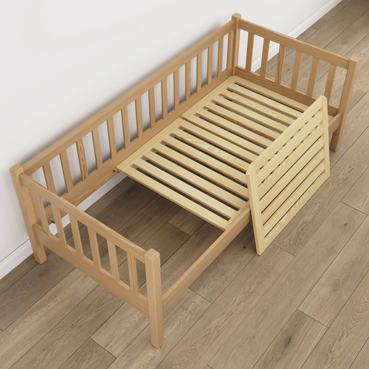 Sofa bed wooden natural pine – wood and joint details, Nizio Home