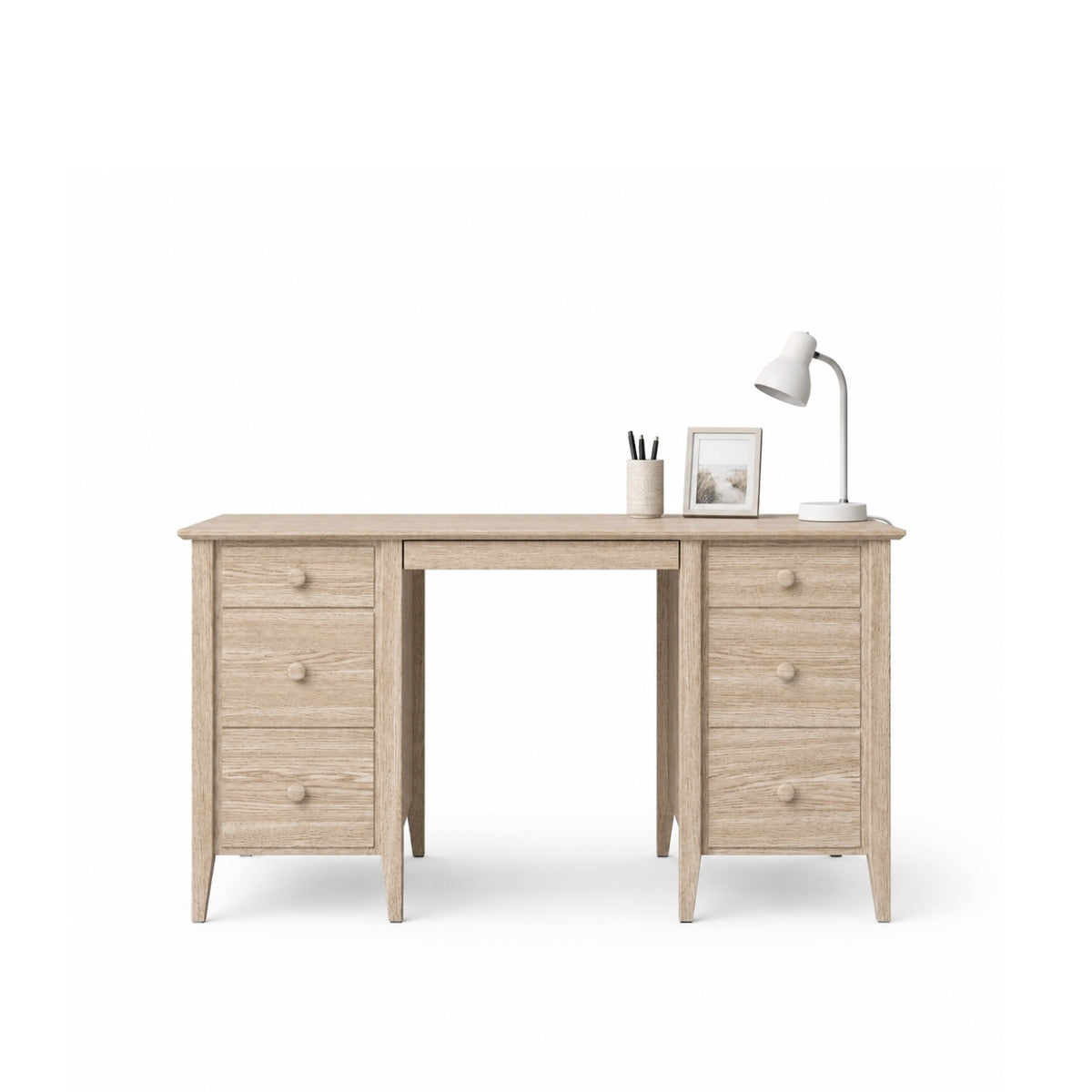 Oak desk 6S Scandi oak bleached