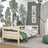 Holz-Sofabett Kiefer farblos – Seitenansicht, Form und Proportionen des Möbels