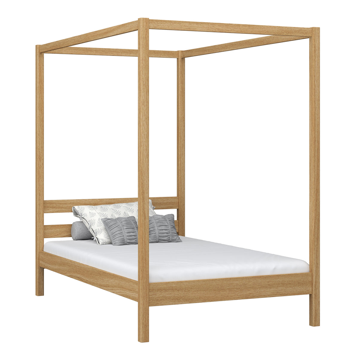 Lit à baldaquin en chêne chêne naturel – chambre d'enfant, style scandinave Nizio