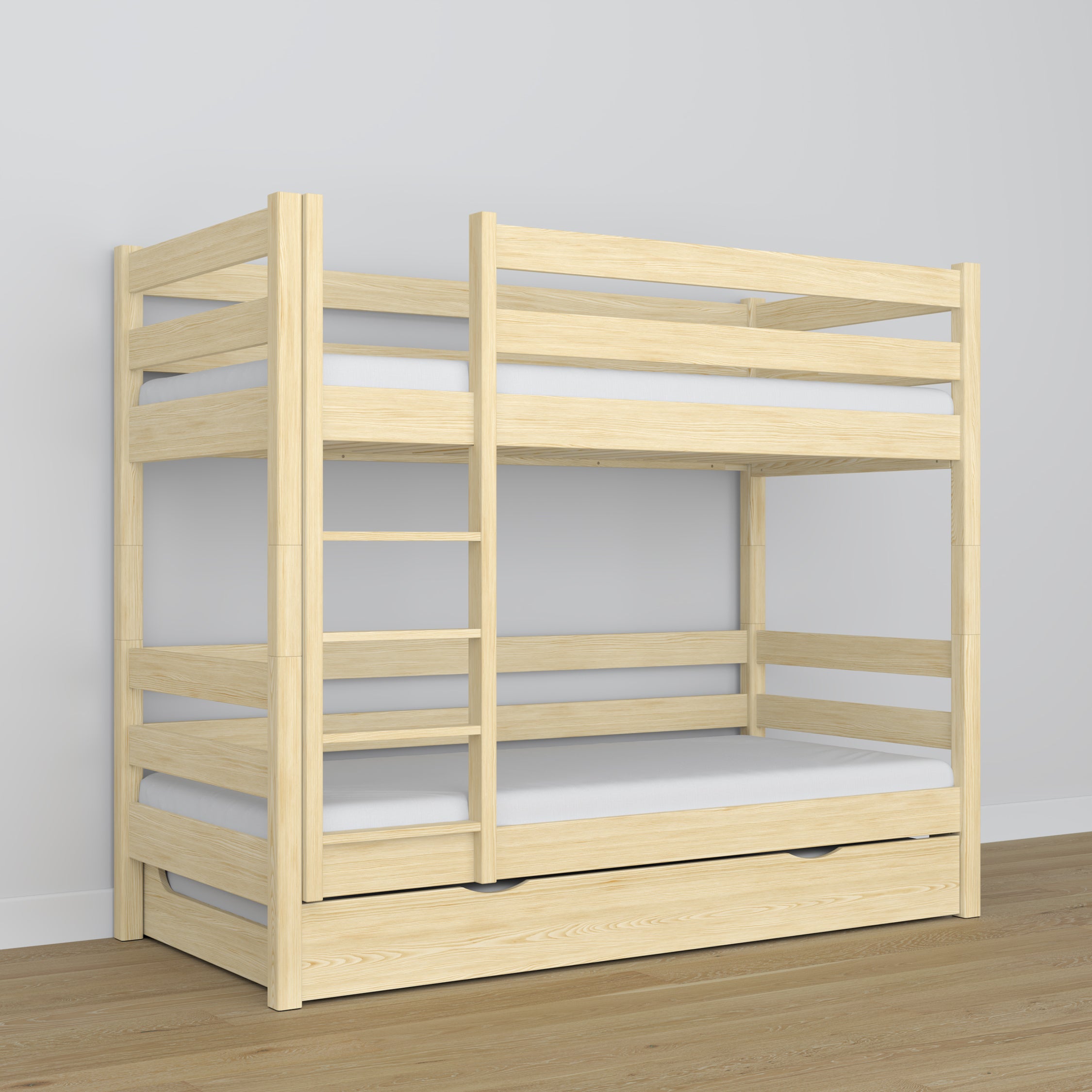 Lit superposé avec tiroir pour matelas pin incolore en bois – bois massif, style scandinave