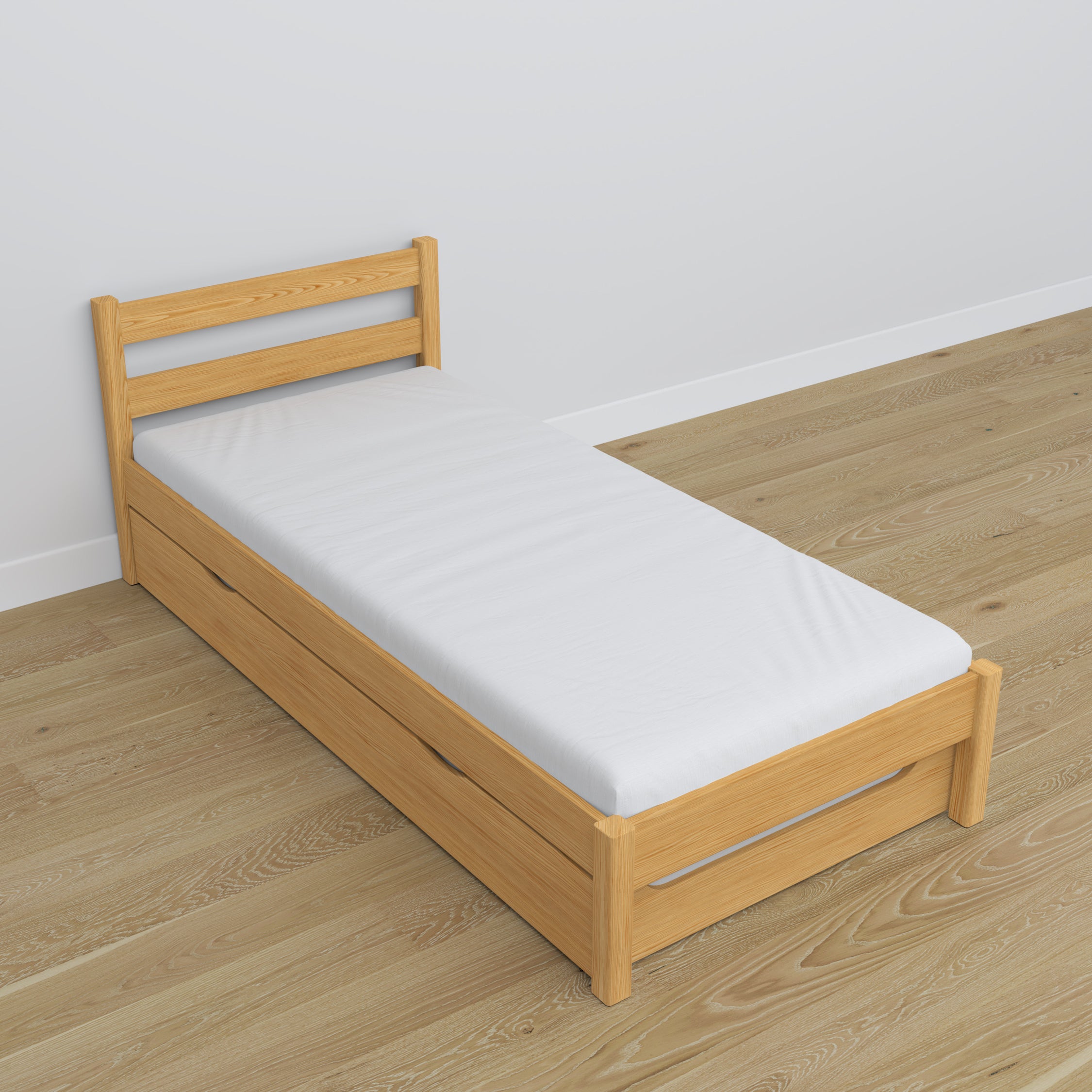Letto con cassetto per materasso pino naturale in legno – dimensioni, Nizio