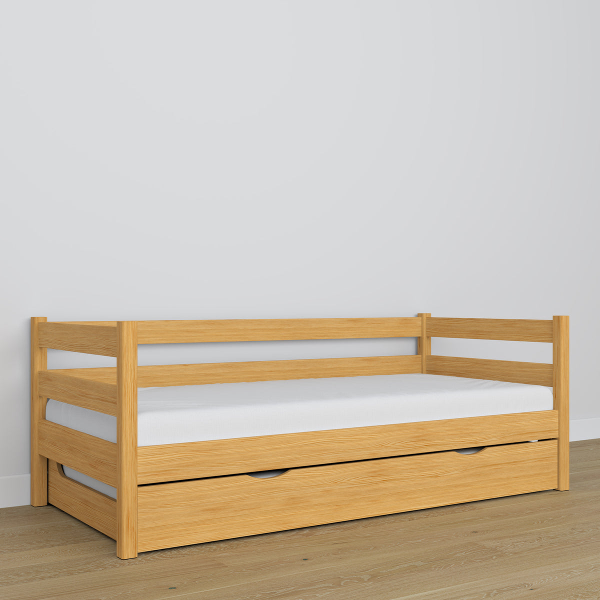 Letto divano pino naturale – dettaglio in legno, alta qualità Nizio