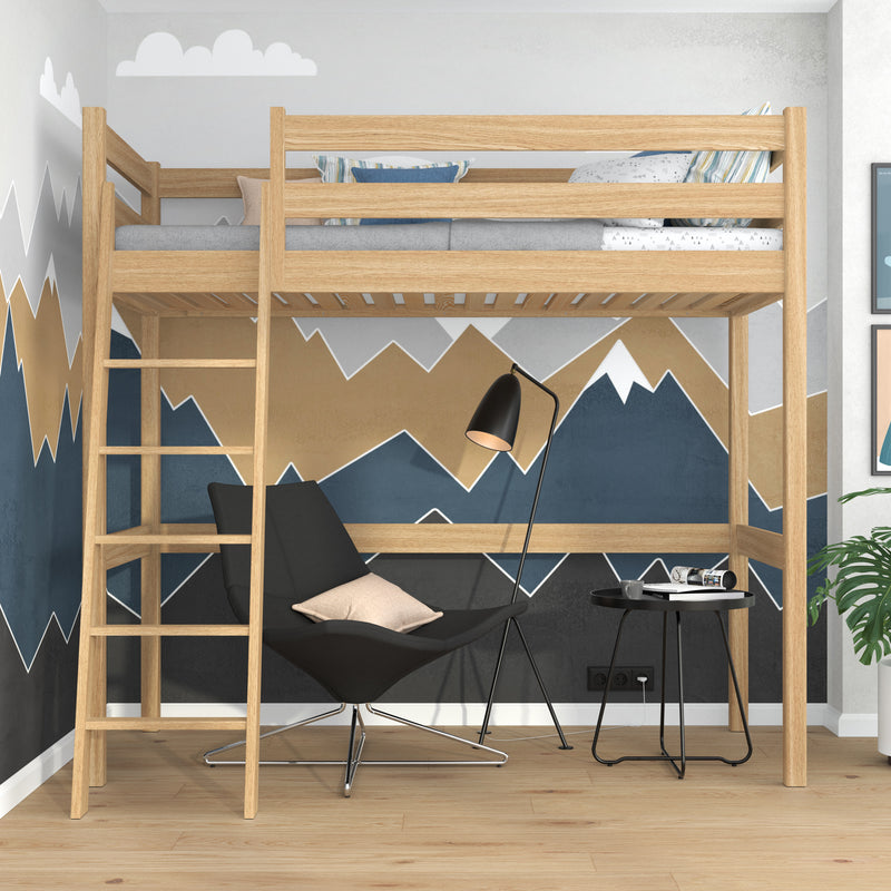 Natural Oak Loft Bed – Children’s Room, Solid Wood, Scandi Style