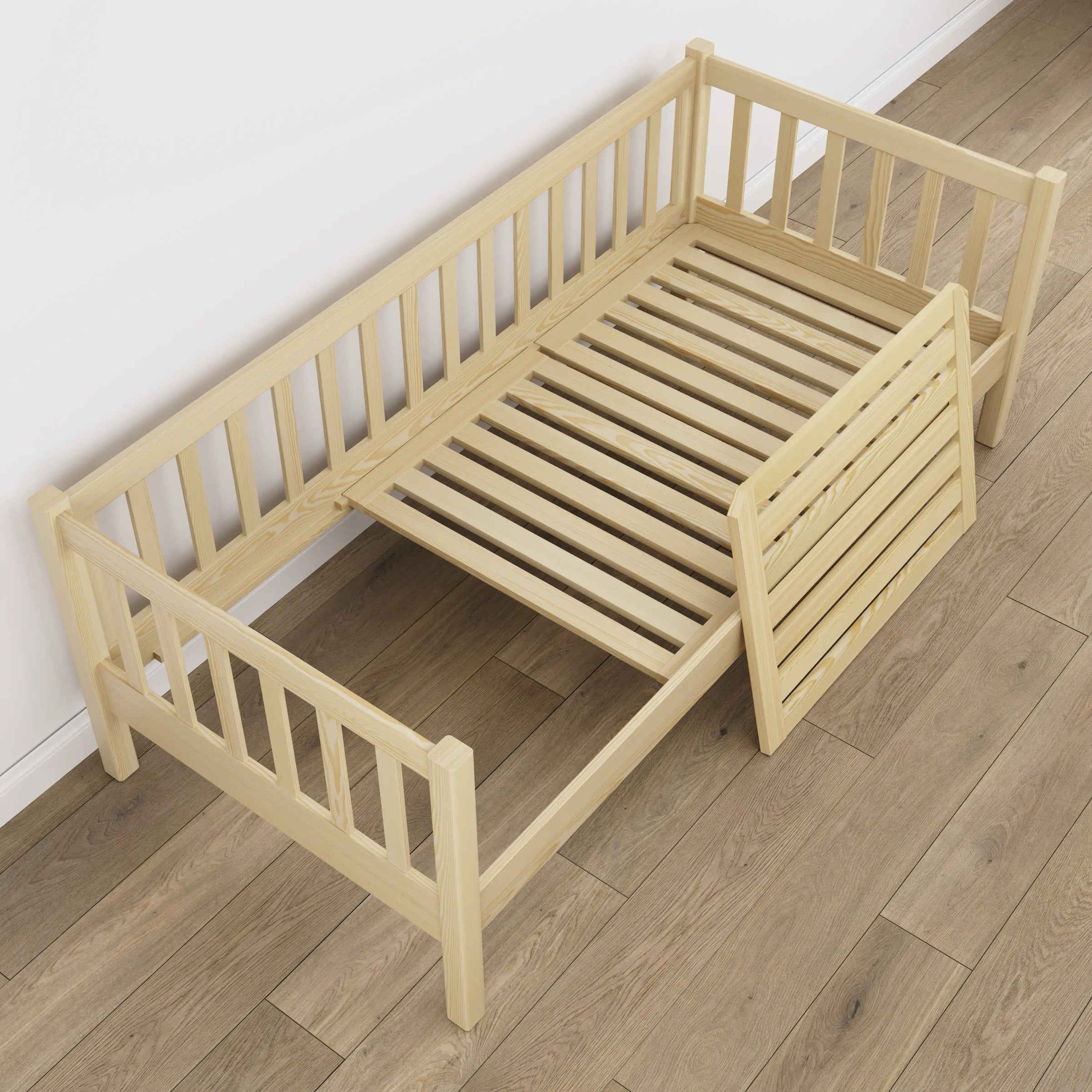 Bettsofa aus Holz Kiefer farblos – Holz- und Verbindungsdetails, Nizio Home