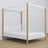 Letto matrimoniale bianco-quercia con baldacchino – cornice decorativa in legno, scandi
