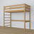 Natural Oak Loft Bed – Slatted Frame, Side View