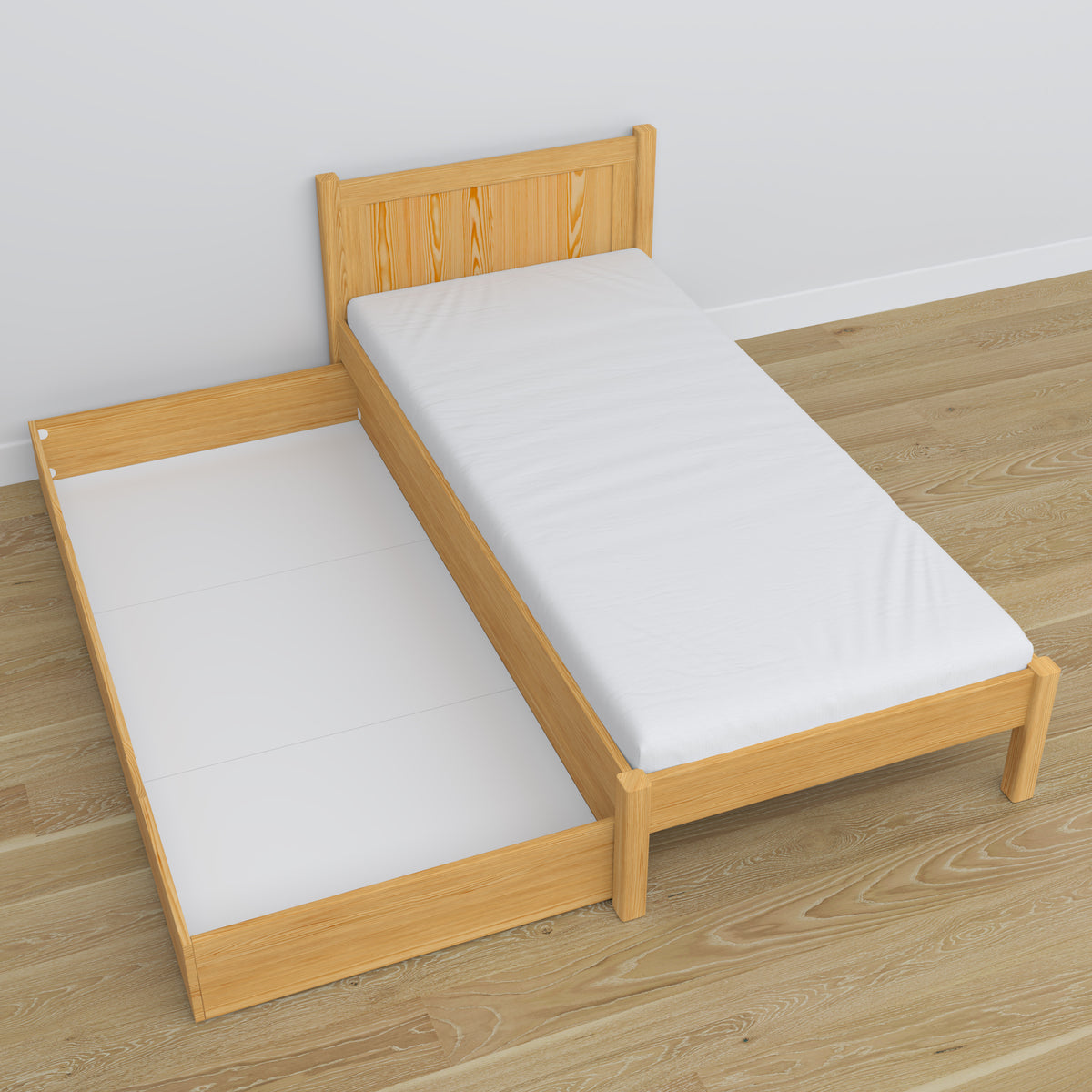 Letto con cassetto in legno pino naturale – dimensioni e schema, Nizio Home
