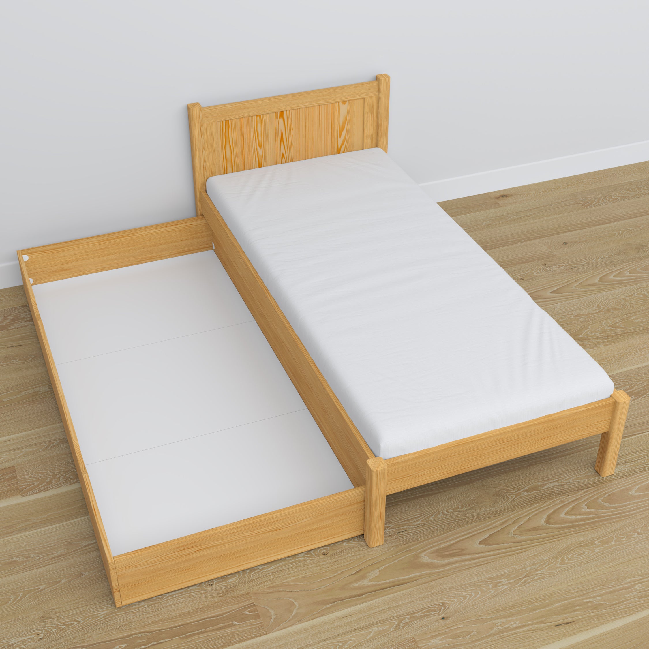 Letto con cassetto in legno pino naturale – dimensioni e schema, Nizio Home