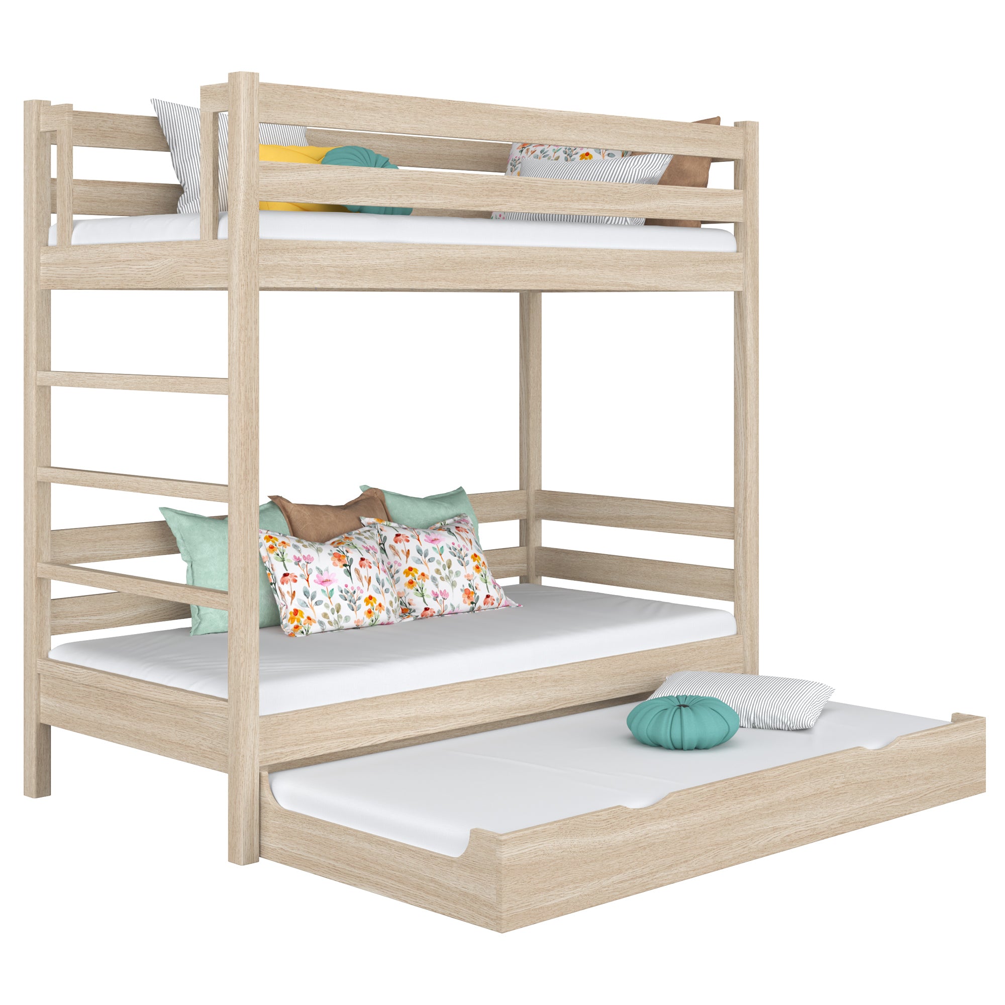 Letto a castello con cassetto per materasso in rovere sbiancata – stanza per bambini scandi