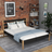 Lit double noir-chêne w chambre – décoration avec literie, style scandinave