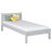 Letto singolo in legno grigio – stanza per bambini, legno massello, stile scandi