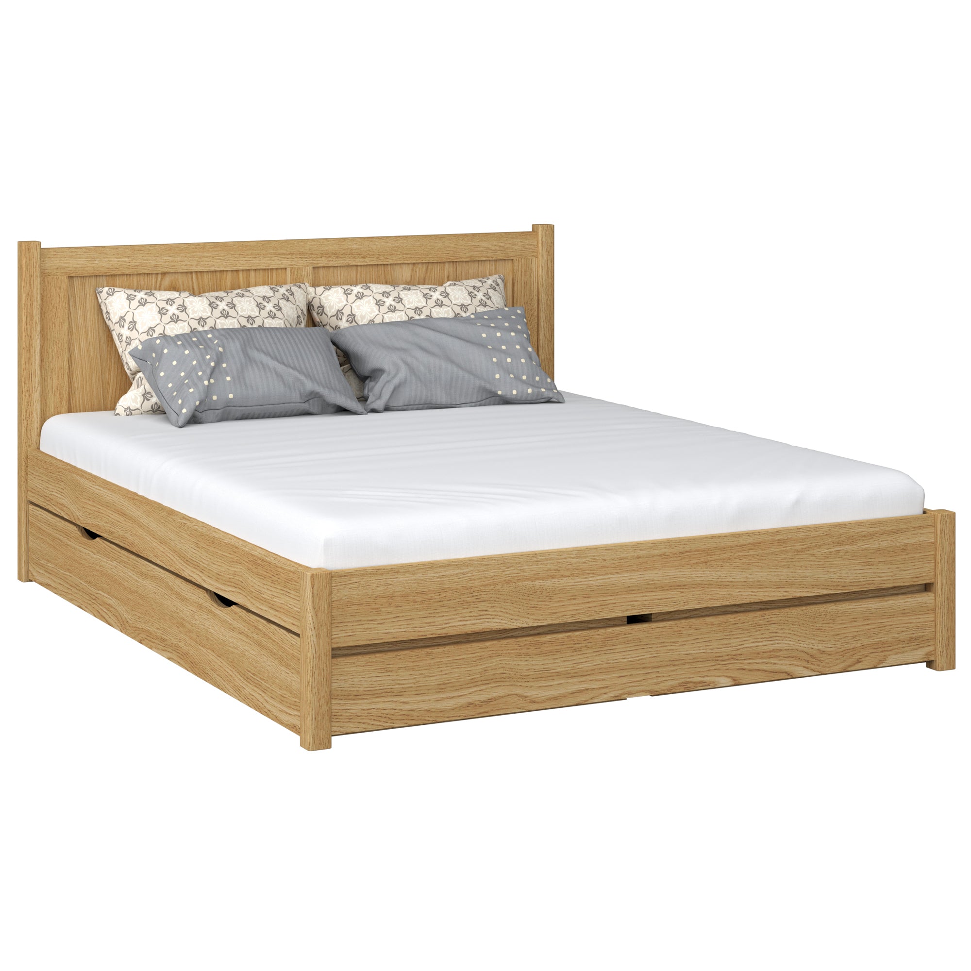 Double bed natural oak – oak headboard, wood quality, Nizio Home