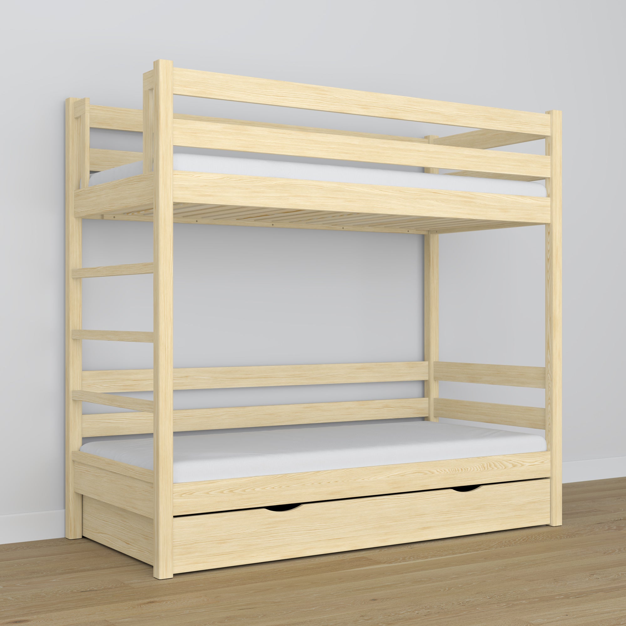 Hochbett mit Schublade Kiefer farblos aus Holz – skandinavisches Design, Nizio