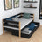 Sofa bed black-oak with drawer – spacious storage, wooden, Nizio