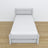 Letto grigio – cassetto per materasso, dettagli in legno, Nizio Home