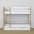 Letto a castello bianco-quercia con cassetto per materasso – sponda, in legno, Nizio Home