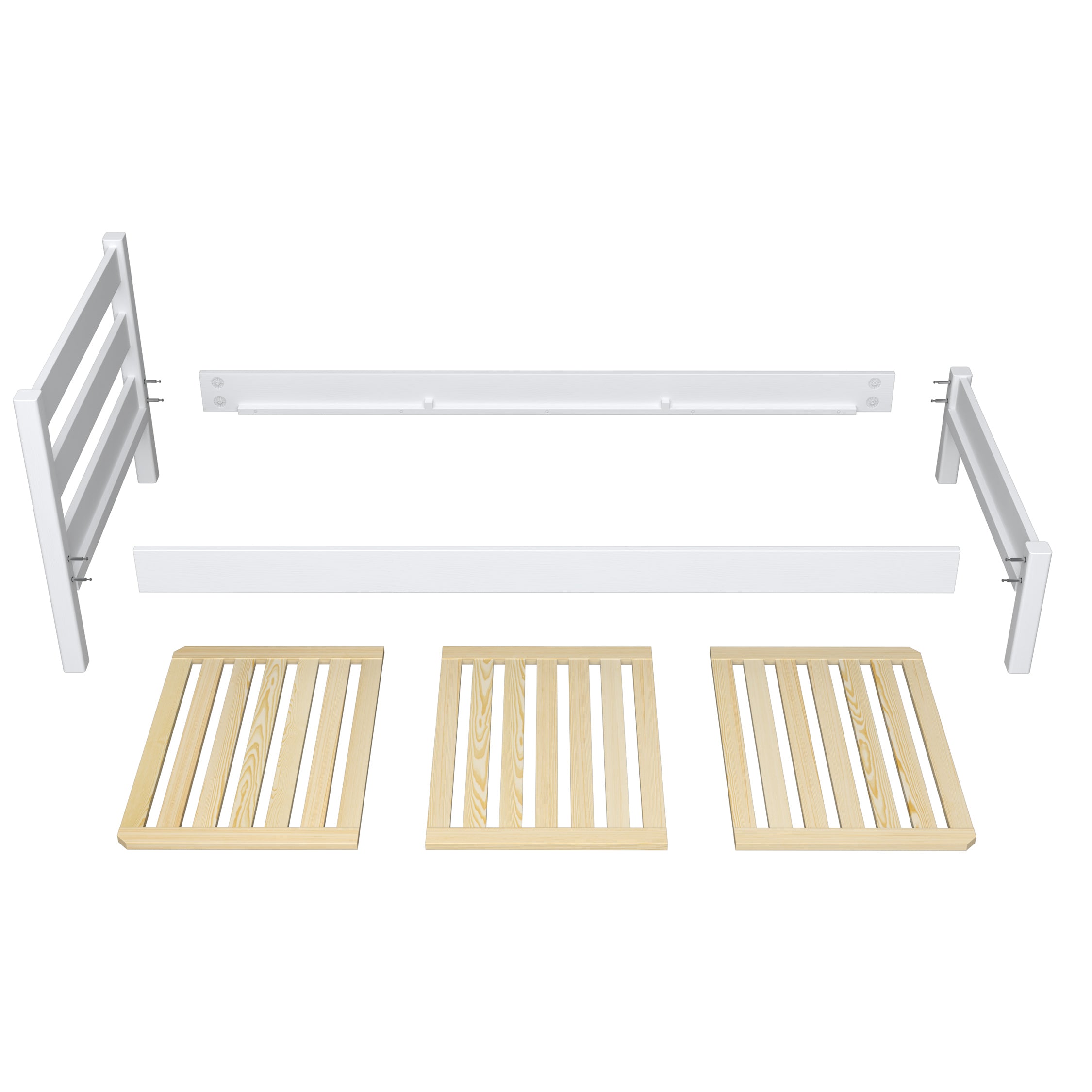 Łóżko pojedyncze N01 sosna bezbarwna – widok z innej perspektywy, polskie meble
