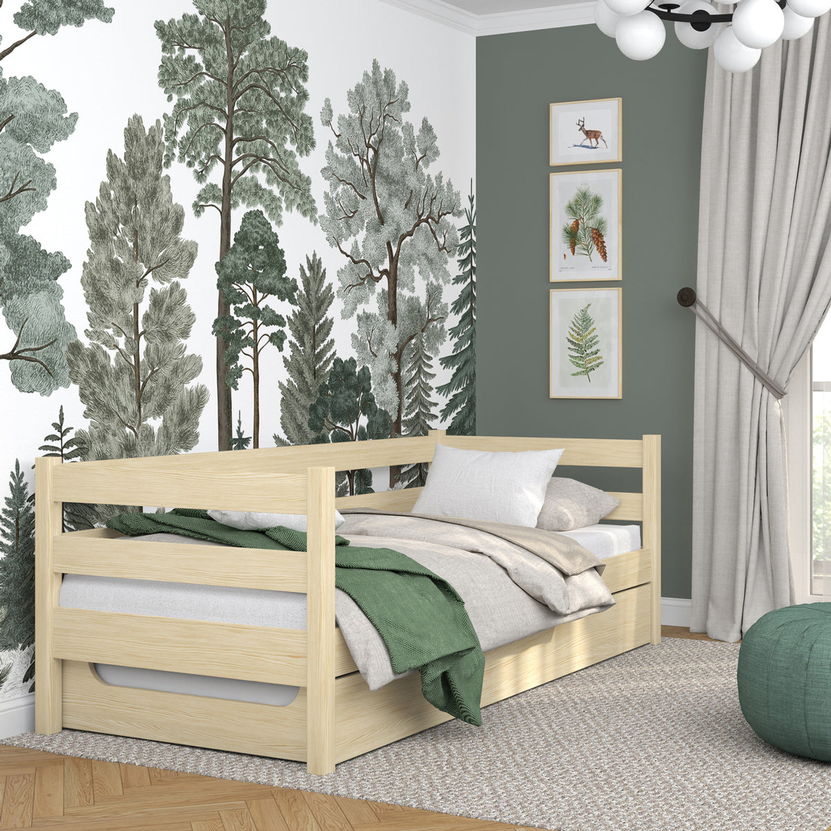 Sofa-lit pin incolore z tiroir na matelas – en bois, Nizio Home