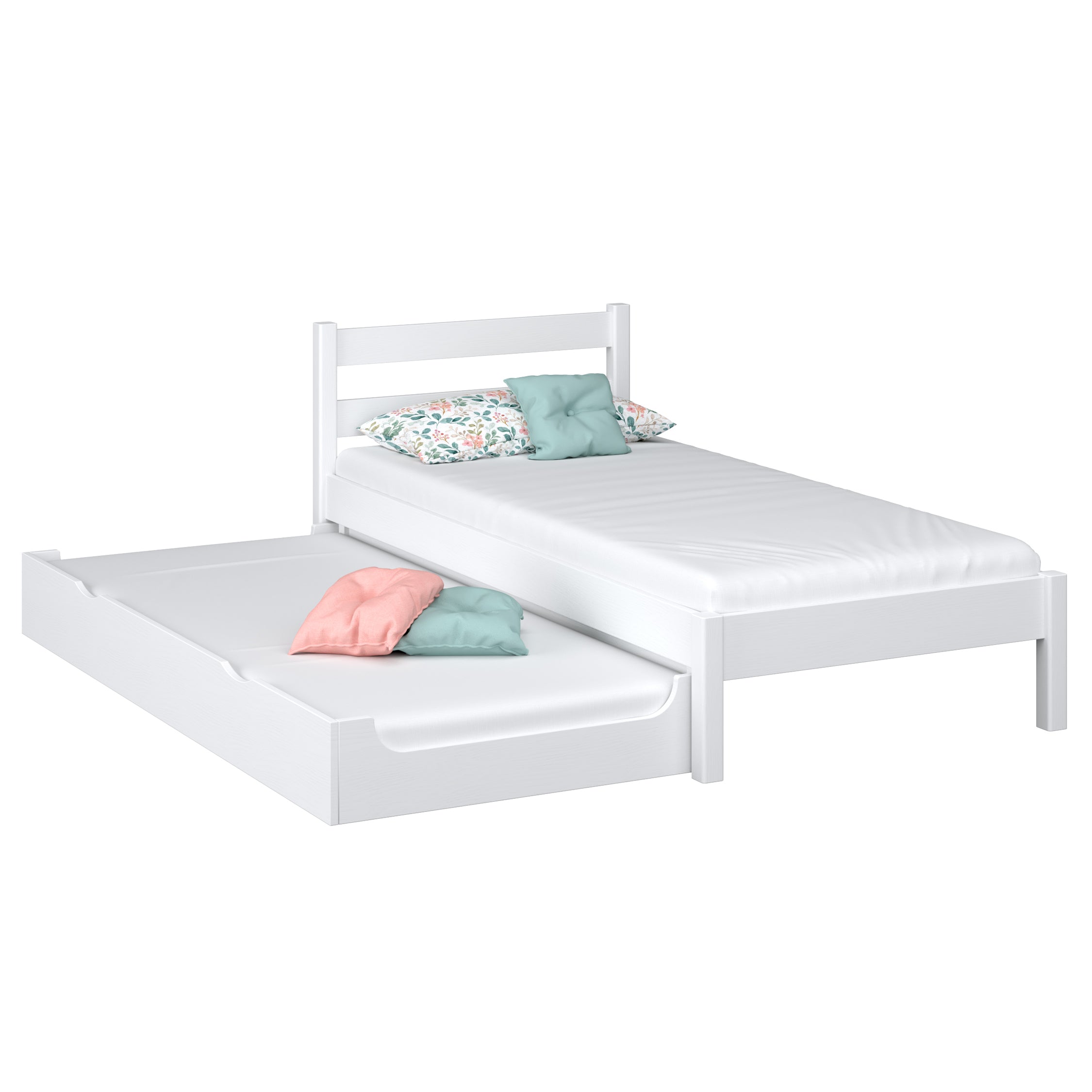 letto singolo con cassetto per materasso N01 in legno in colore su ordinazione RAL/NCS – legno massello, Nizio
