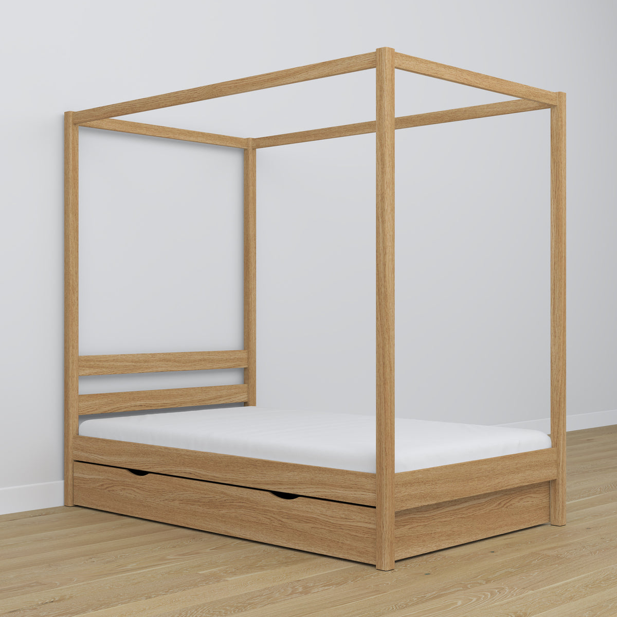 Oak canopy bed natural oak – decorative frame, child’s room