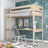 Łóżko na antresoli z biurkiem N05 dąb bielony – widok biurka pod podestem