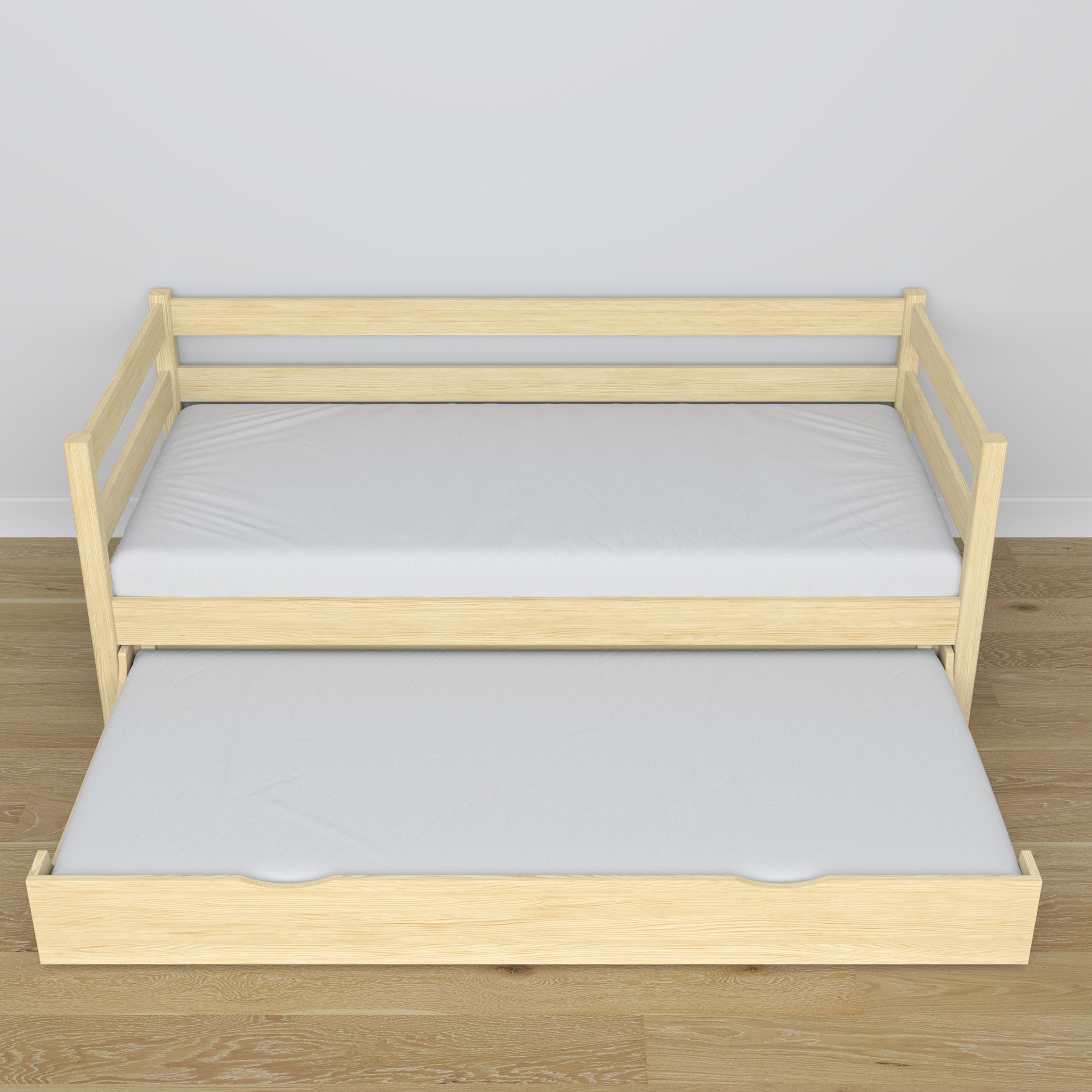 Sofa-lit avec tiroir pour matelas pin incolore en bois – dimensions, Nizio
