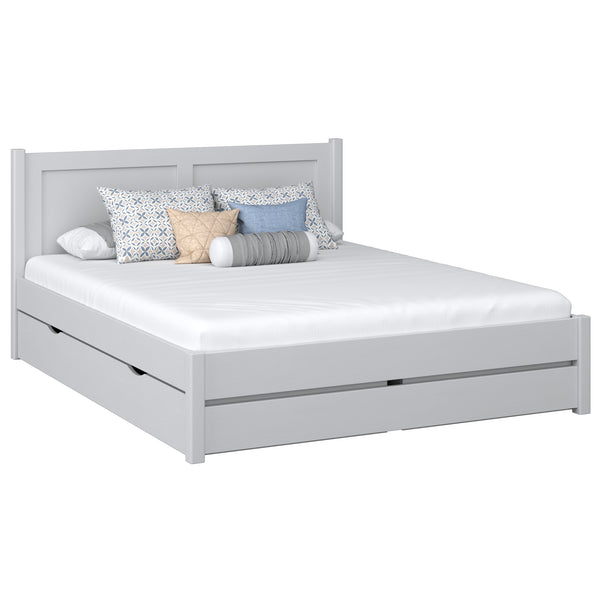 Wooden double bed with drawer N02 grey
