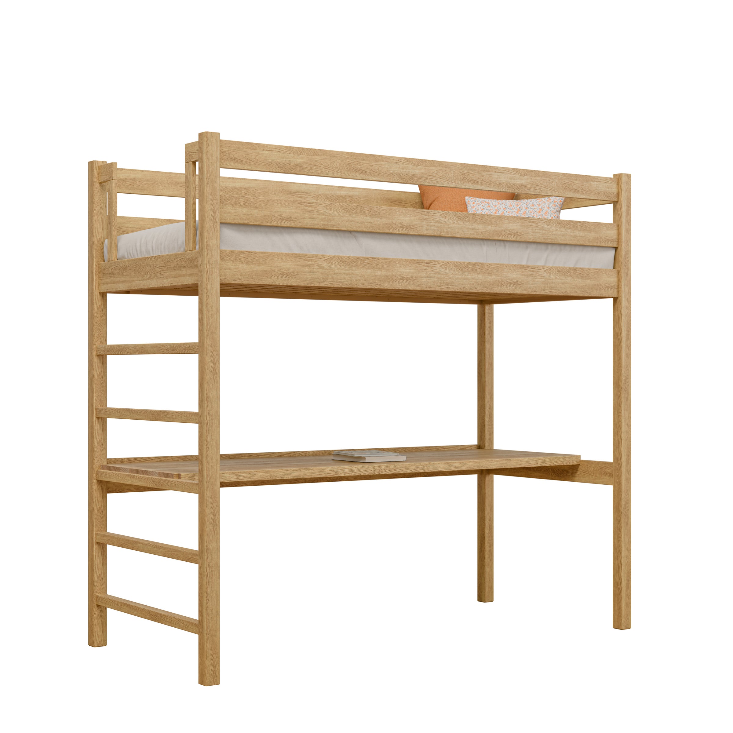 Letto a soppalco in rovere con scrivania N01 rovere naturale