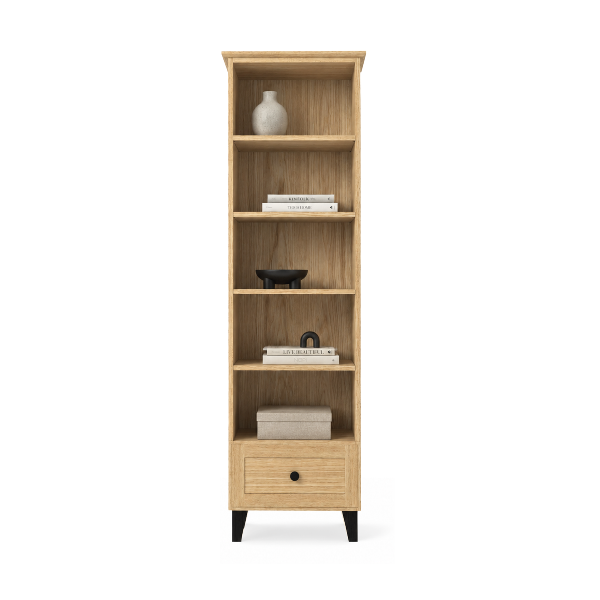 Libreria in rovere 1C 57 Scandi rovere naturale / nero