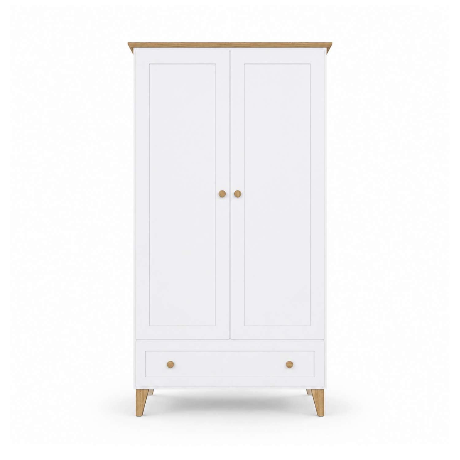 Armadio in legno 2D1S Scandi bianco / rovere naturale