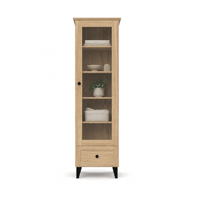 Vetrina in rovere 1S 57 Scandi nero / rovere naturale