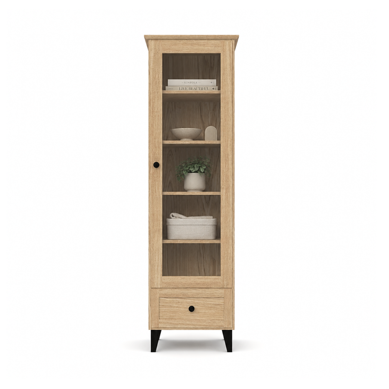 Vetrina in rovere 1S 57 Scandi nero / rovere naturale